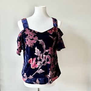 Lucky Brand Purple Floral Velour Sleeveless Lined Top Size XSmall